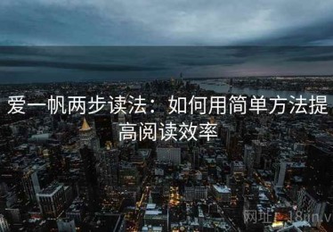 爱一帆两步读法：如何用简单方法提高阅读效率