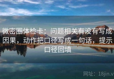 微密圈体检卡：问题相关有没有写成因果，动作把口径写成一句话，提示口径回填