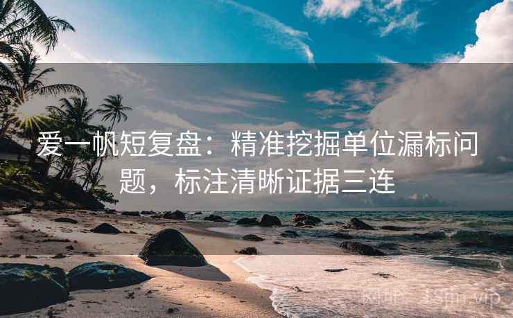 爱一帆短复盘：精准挖掘单位漏标问题，标注清晰证据三连