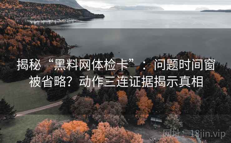 揭秘“黑料网体检卡”:问题时间窗被省略?动作三连证据揭示真相 揭秘“黑料网体检卡”:问题时间窗被省略?动作三连证据揭示真相